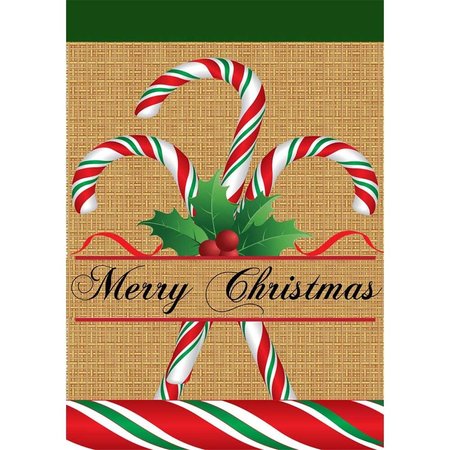 MAGNOLIA GARDEN FLAGS 13 x 18 in. Candy Cane Burlap Garden Flag 1862